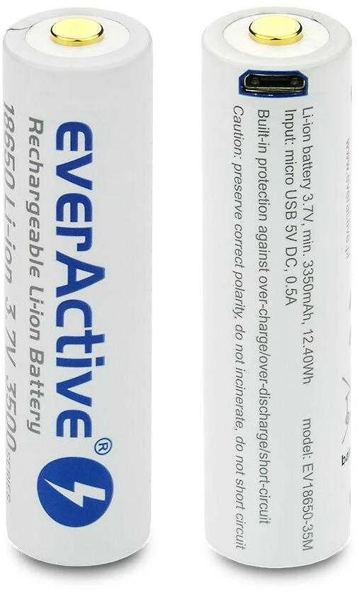 everActive USB įkraunamas 18650 3,7V 3500mAh akumuliatorius su PCM