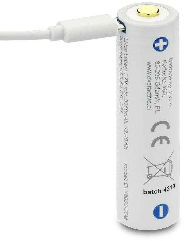 everActive USB įkraunamas 18650 3,7V 3500mAh akumuliatorius su PCM