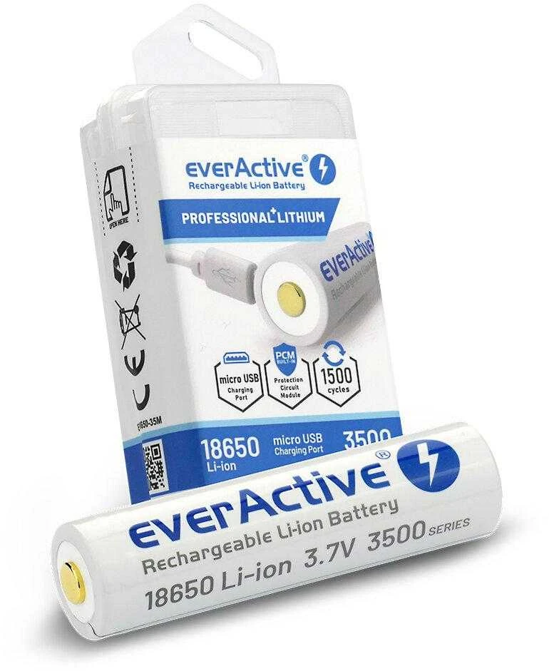 everActive USB įkraunamas 18650 3,7V 3500mAh akumuliatorius su PCM