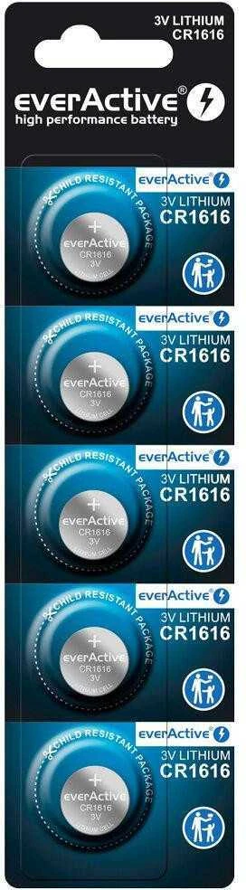 Baterija CR1616 everActive (5 vnt. lizdinėje pakuotėje)