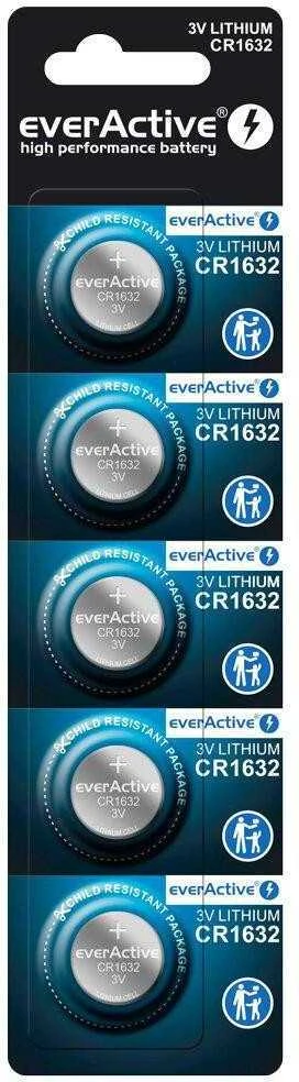 Baterija CR1632 everActive (lizdinė pakuotė, 5 vnt.)