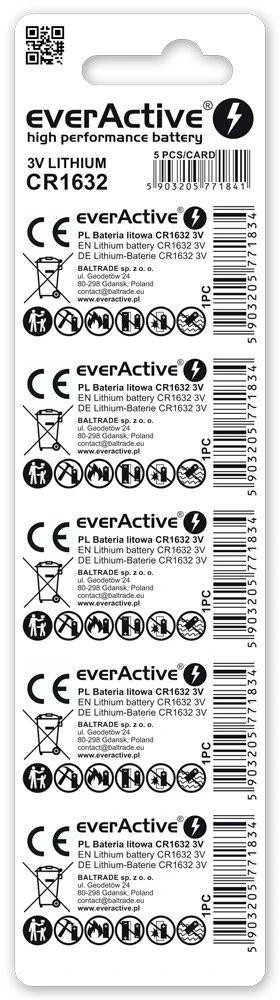 Baterija CR1632 everActive (lizdinė pakuotė, 5 vnt.)