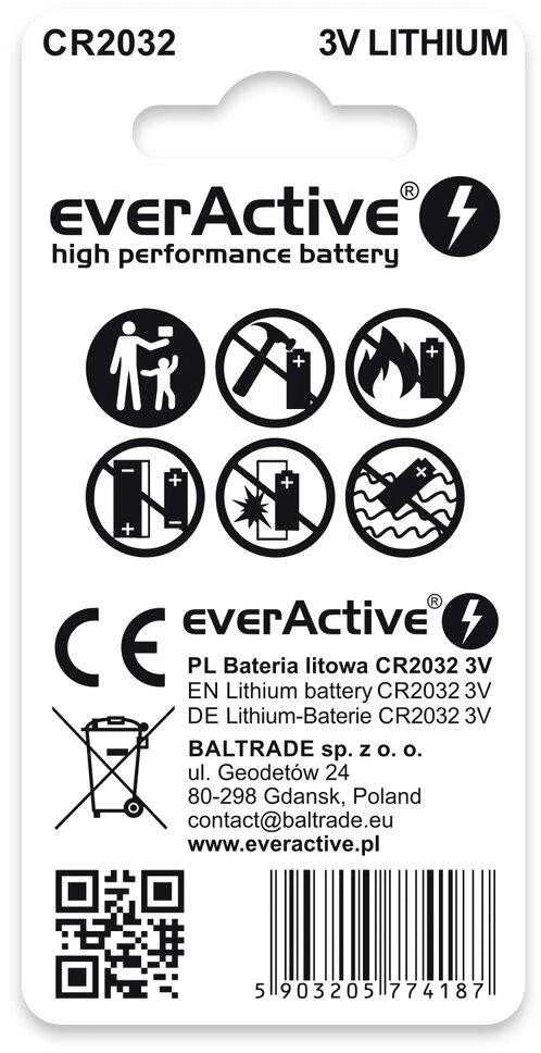 Baterija CR2032 everActive (lizdinė pakuotė, 2 vnt.)