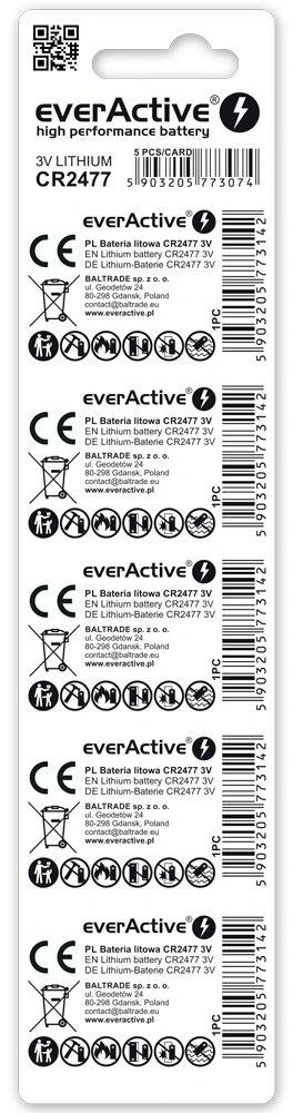 Baterija CR2477 everActive (lizdinė pakuotė, 5 vnt.)