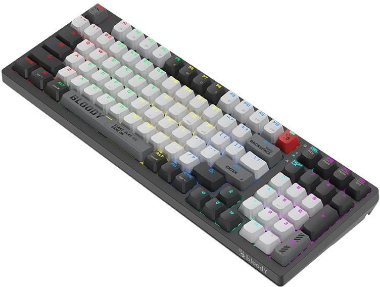 Klawiatura Klaviatūra žaidimams A4Tech Bloody WS98 BLMS Raudona Plus belaidė mechaninė su pašvietimu pilka