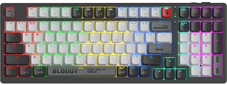 Klawiatura Klaviatūra žaidimams A4Tech Bloody WS98 BLMS Raudona Plus belaidė mechaninė su pašvietimu pilka