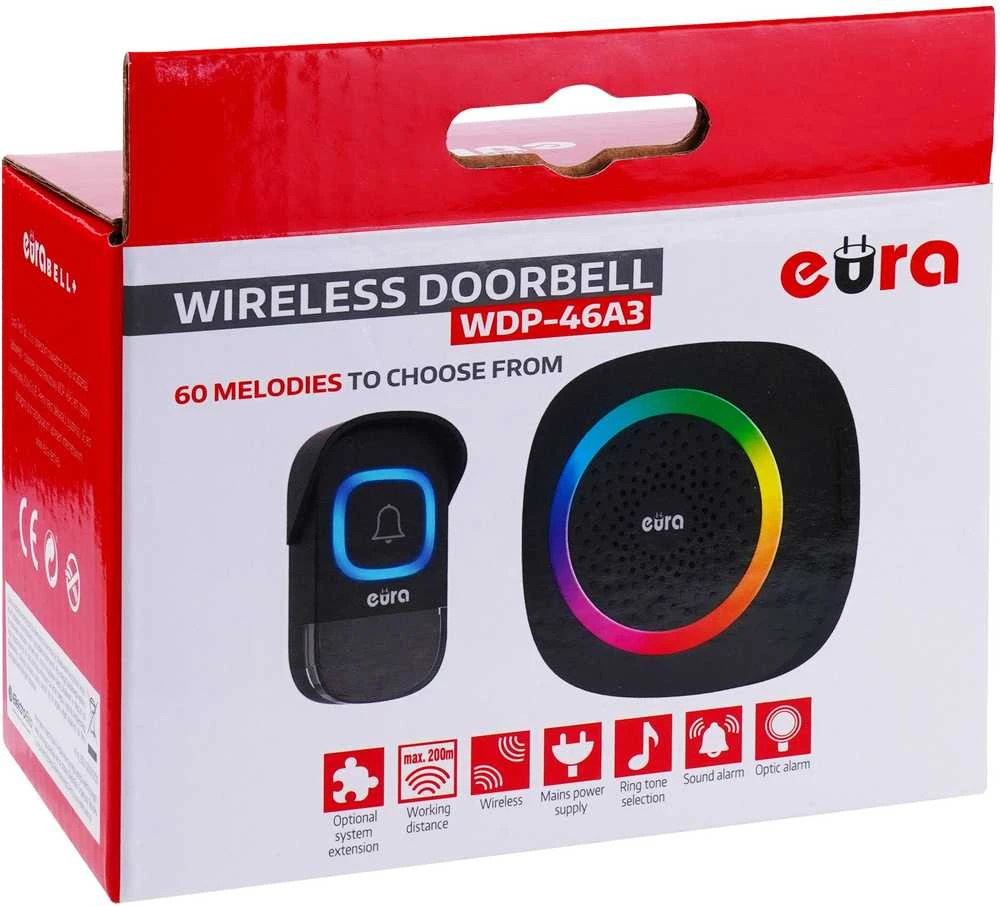 Belaidis durų skambutis EURA WDP-46A3 juodas
