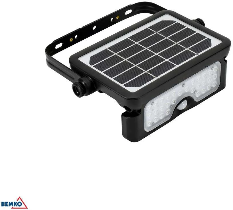 BEMKO SOLAR 5W 4000K 500LM IP65 PIR juodas LED prožektorius