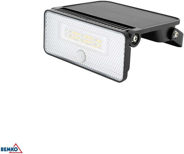 BEMKO SOLAR 5W 4000K 500LM IP65 PIR juodas LED prožektorius