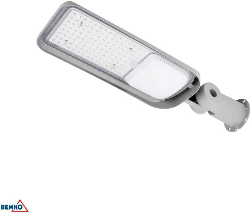 Bemko 100W LED gatvės šviestuvas su šviesos jutikliu JAZMIN, šviesiai pilkas, 4000K, IP65, 140°x70°