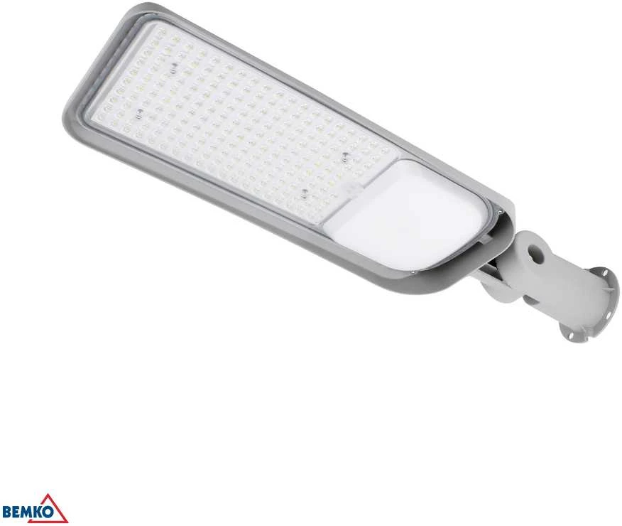 Bemko 150W LED gatvės šviestuvas JAZMIN, šviesiai pilkas, 4000K, IP65, 140°x70°, su šviesos jutikliu