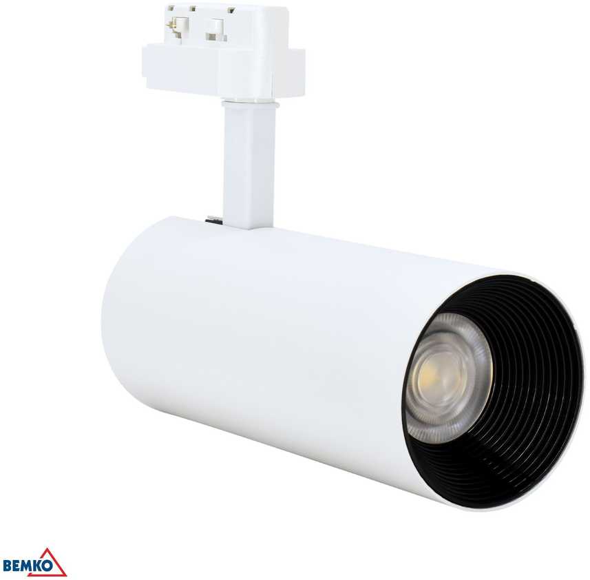 Bemko 30W LED akcentinis šviestuvas į 3 fazių bėgelį VERKO, baltas, 3000K