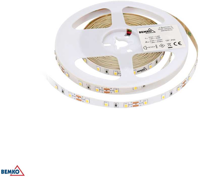 Bemko 9,2W/m LED juosta PREMIUM, 12V, 3000K, 50m ritė