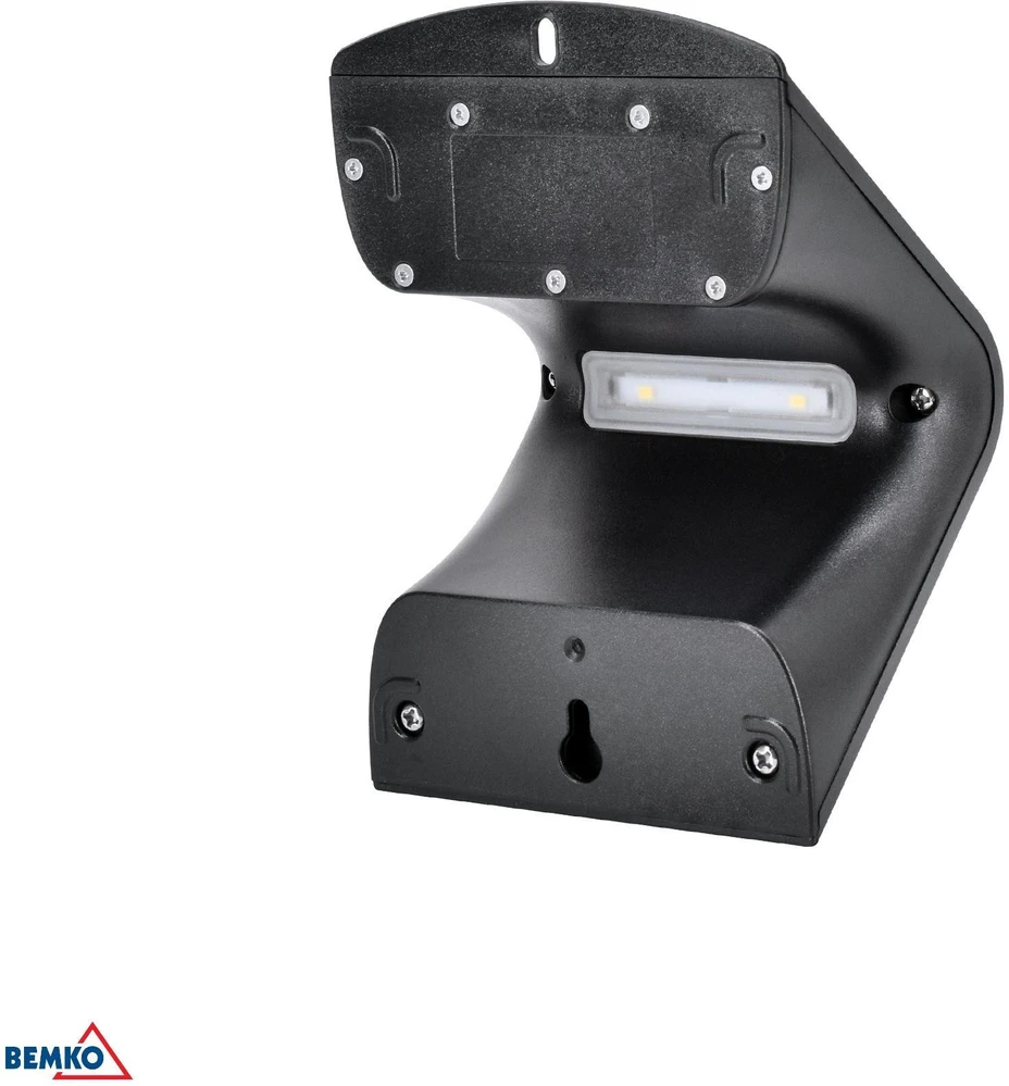 Sieninis šviestuvas Bemko 1,5W LED sieninis fasado šviestuvas su saulės baterija ir judesio davikliu, juodas, 4000K, IP65