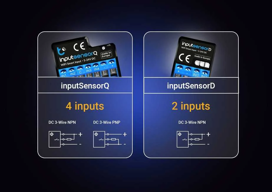 BleBox inputSensorQ – 4 kanalų WiFi įvesties modulis, 5–24 V nuolatinė srovė