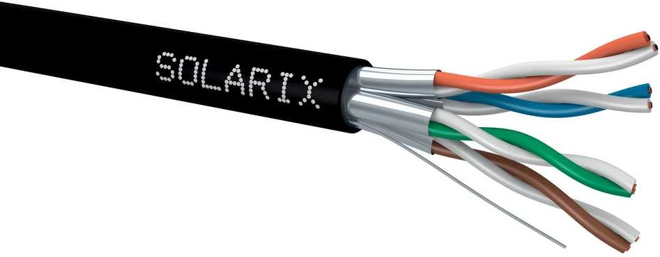 Solarix montavimo kabelis Solarix STP, Cat6A, laidas, PE, 500 m ritė SXKD-6A-STP-PE