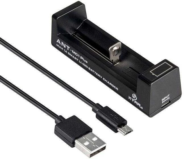 Baterijų Įkroviklis - XTAR MC1+ ANT 3.7V Li-ion USB-C 0.5A/1A Juodas