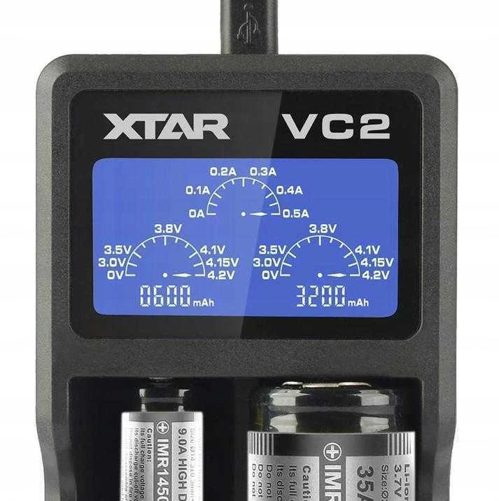 Cilindrinių ličio jonų / Ni-MH AA / AAA / 18650 baterijų įkroviklis Xtar VC2