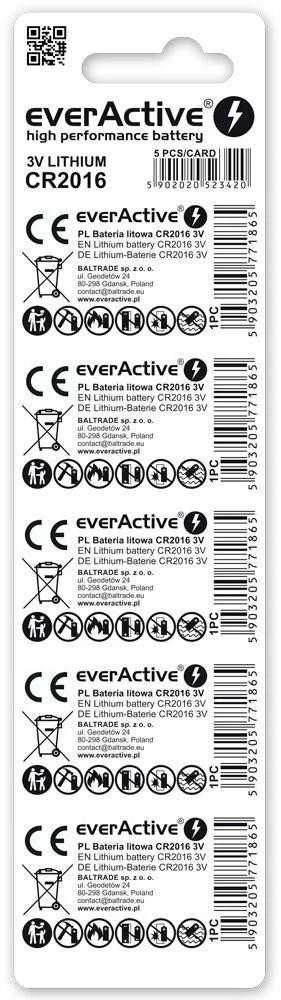 CR2016 „everActive“ baterijos (5 vnt. pakuotėje)