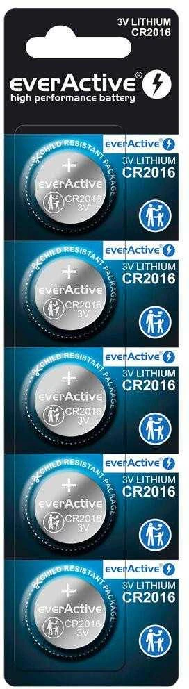 CR2016 everActive baterijos, 5 vienetų pakuotė