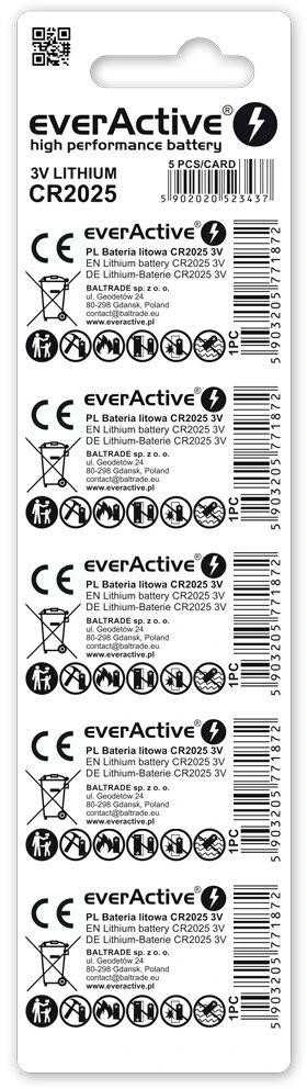 everActive CR2025 baterijos, 5 vienetų pakuotė