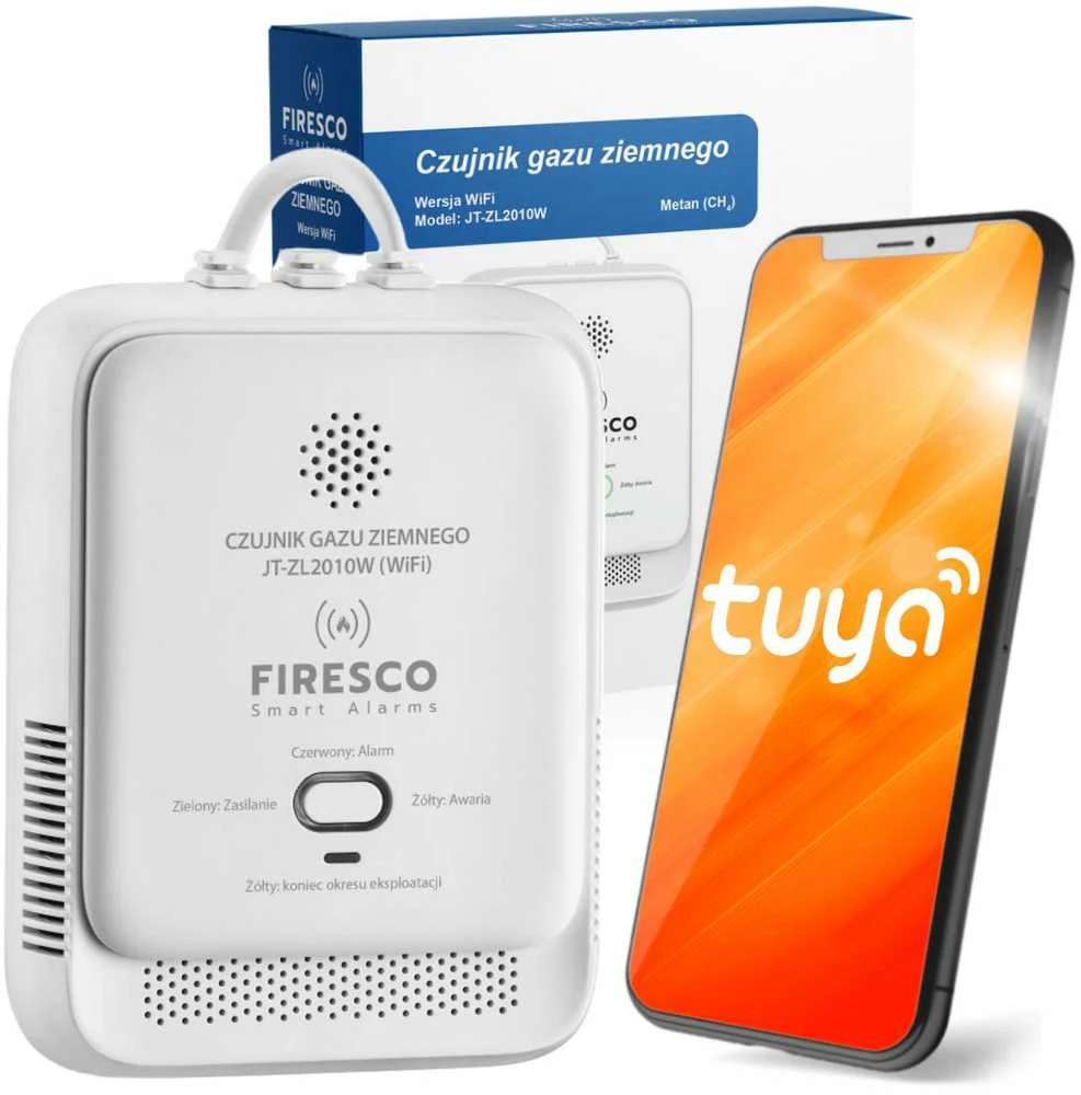„Firesco JT-ZL2010W Wi-Fi Tuya Smart Life“ gamtinių dujų (metano) jutiklis