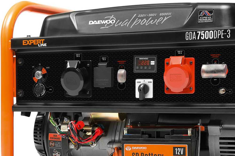 Daewoo benzininis generatorius GDA 7500DPE-3, 6.5kW, 1/3 fazės