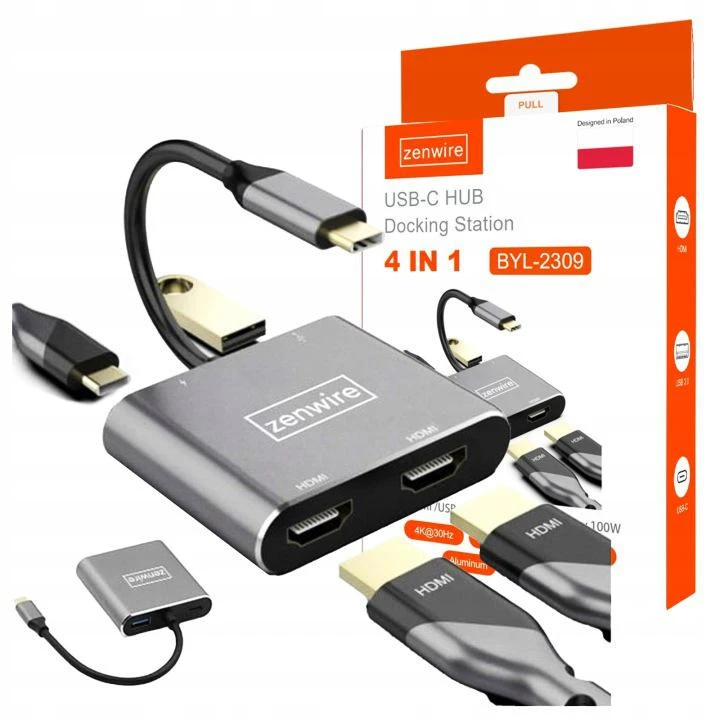 Zenwire USB-C stotelė / replikatorius (1022000745) aprašymas - Prekės nuotrauka