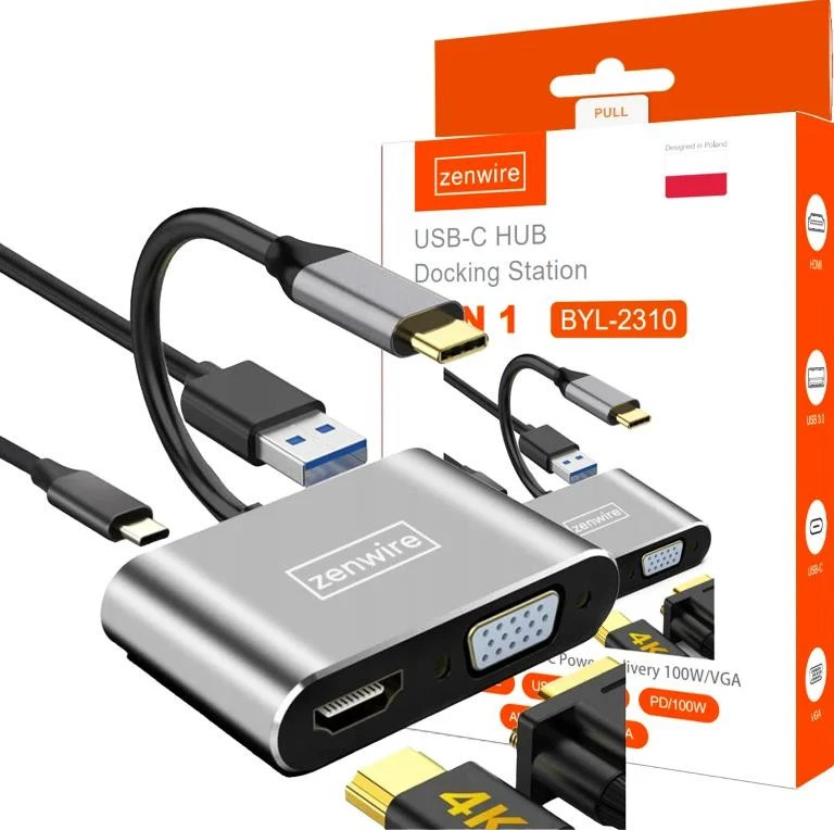 Šakotuvas Zenwire USB-C stotelė / replikatorius (1022000744) aprašymas - Prekės nuotrauka