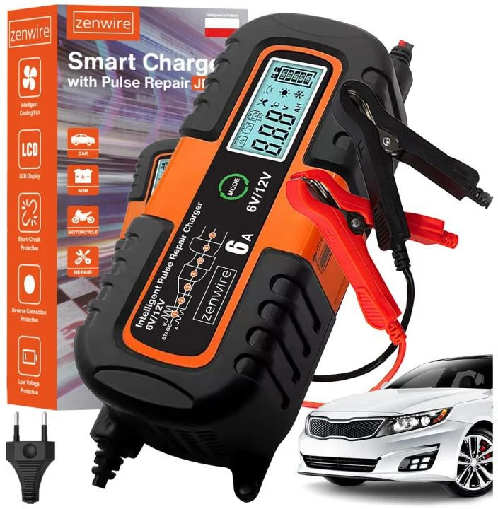 Zenwire Automobilio akumuliatoriaus įkroviklis su remonto funkcija AGM 6V 12V JMD-6S aprašymas - Prekės nuotrauka
