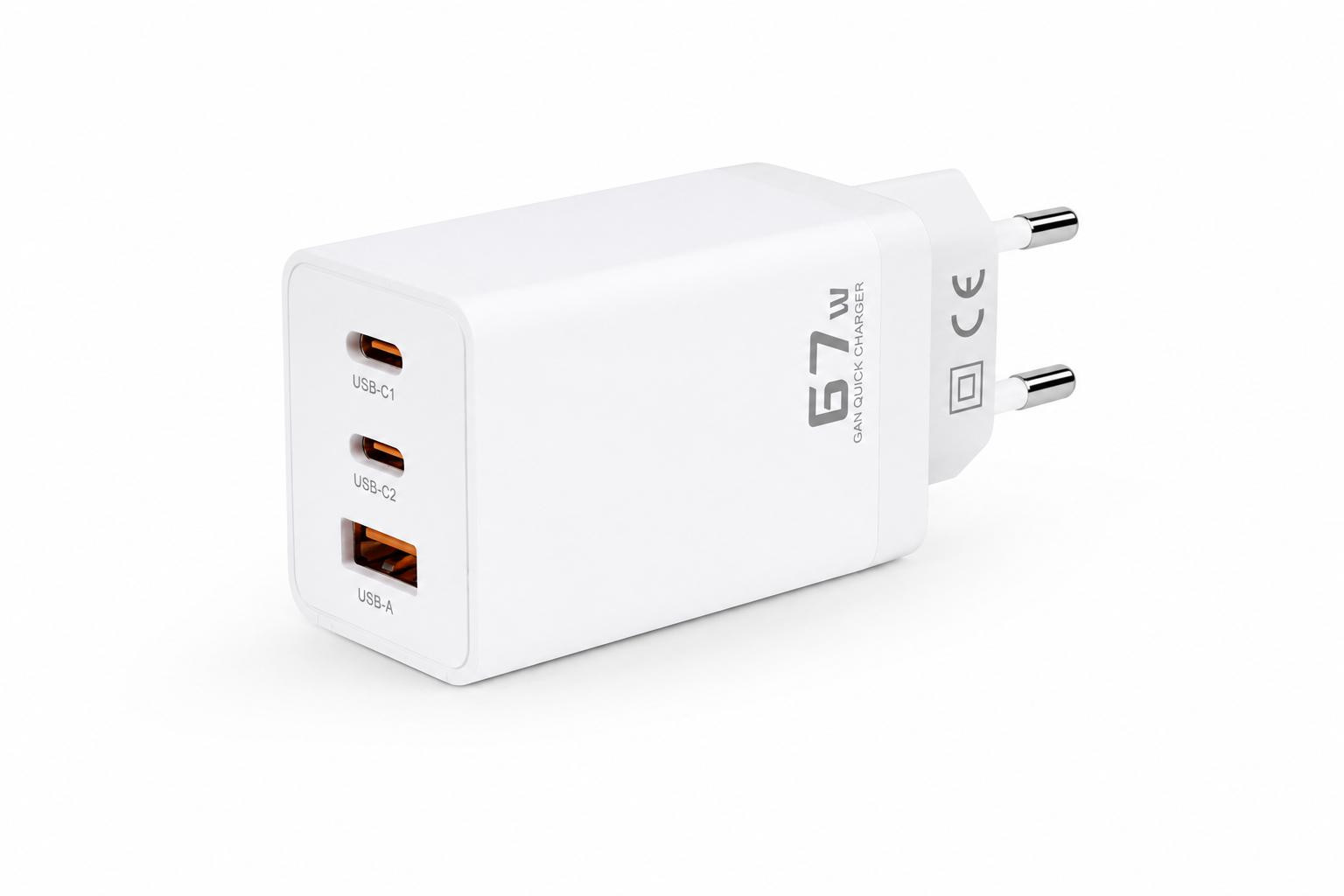 Įkroviklis jungiama į tinklą Voltage GaN Charger 67W PD 3.0 QC 3.0 USB-A 2x USB-C balta aprašymas - Prekės nuotrauka