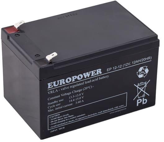 EUROPOWER AGM akumuliatorius EP serija 12V 12Ah (tarnavimo laikas 6-9 metai) aprašymas - Prekės nuotrauka