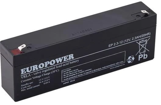 Europower EP 2.3-12 Akumuliatorius 2.3Ah, 12V aprašymas - Prekės nuotrauka
