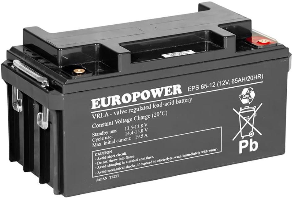 EUROPOWER AGM baterija EPS serija 12V 65Ah (tarnavimo laikas 8-12 metų) aprašymas - Prekės nuotrauka EUROPOWER AGM baterija EPS serija 12V 65Ah (tarnavimo laikas 8-12 metų) aprašymas - Prekės nuotrauka