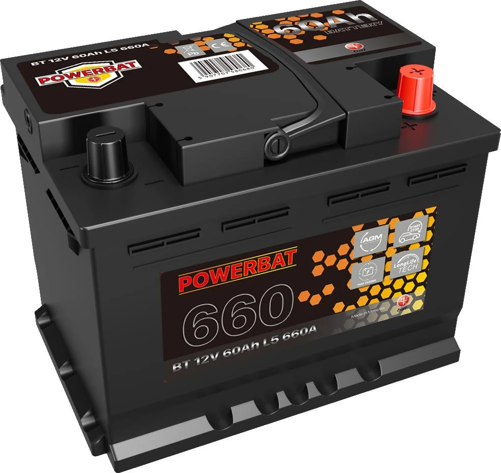 Akumuliatorius AGM automobilinis START-STOP POWERBAT L1 12 V 50 Ah aprašymas - Prekės nuotrauka