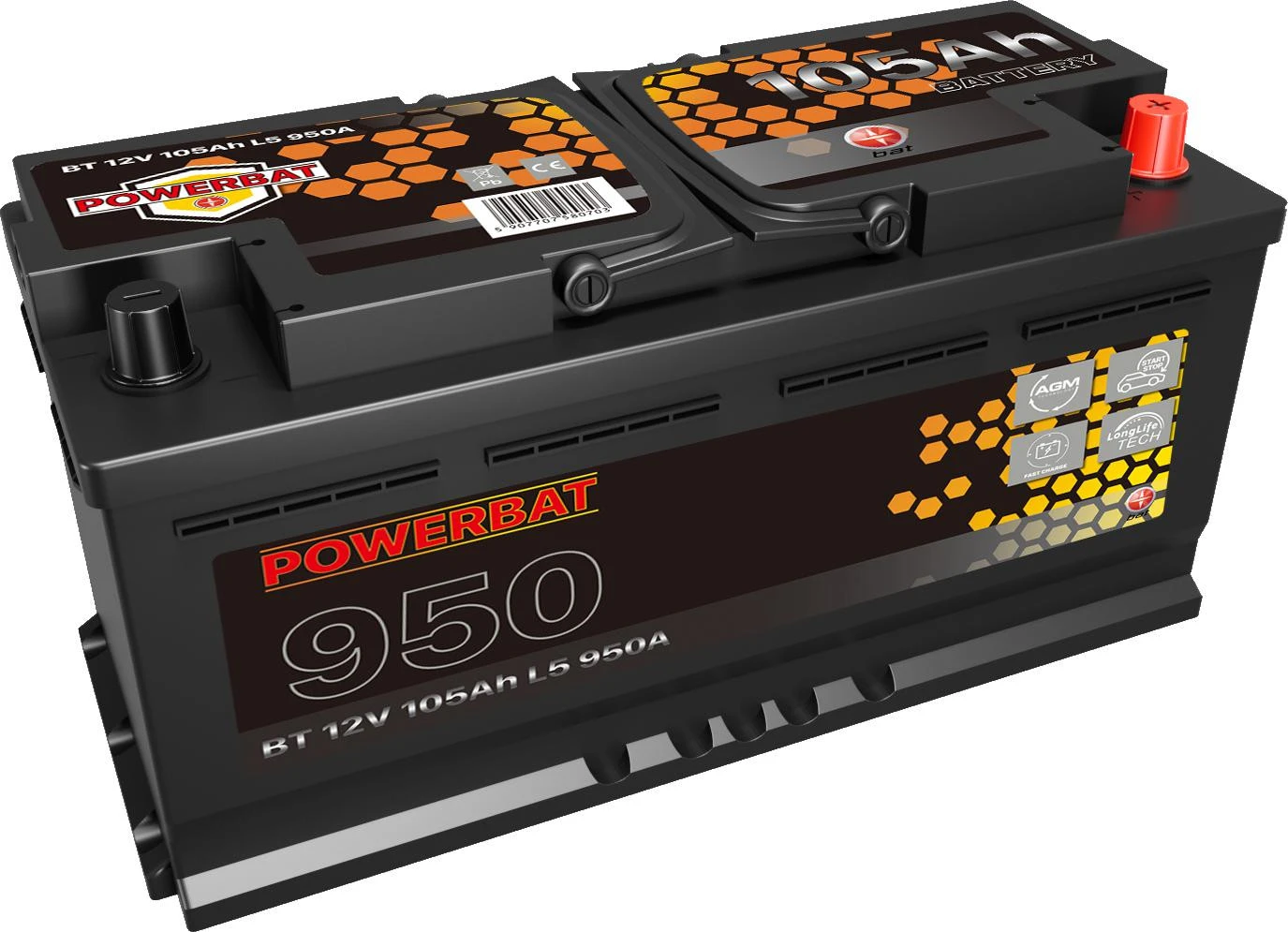Akumuliatorius AGM automobilinis START-STOP POWERBAT L6 12 V 105 Ah aprašymas - Prekės nuotrauka