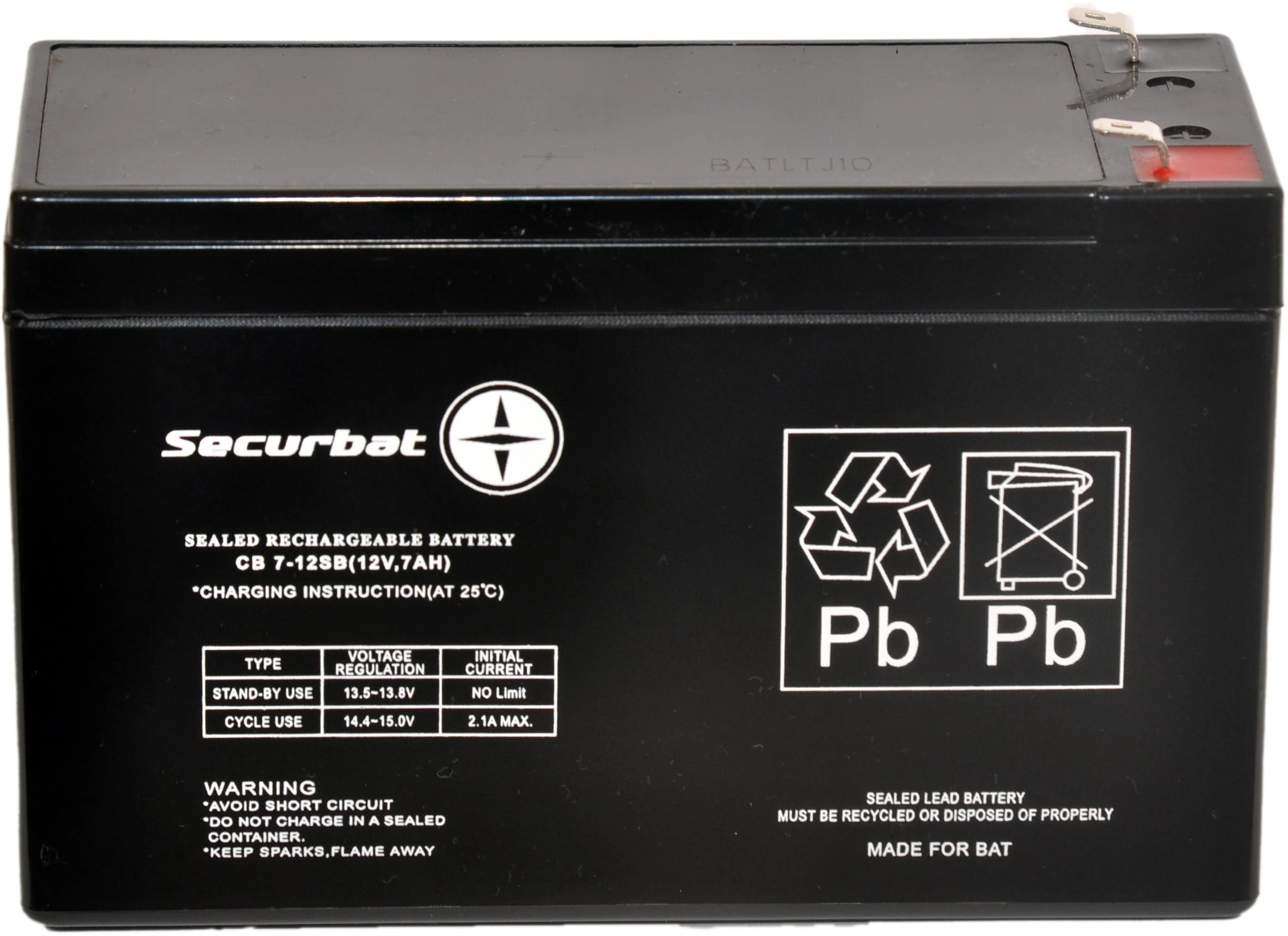 Powerbat Akumuliatorius AGM SECURBAT 12V 7Ah aprašymas - Prekės nuotrauka