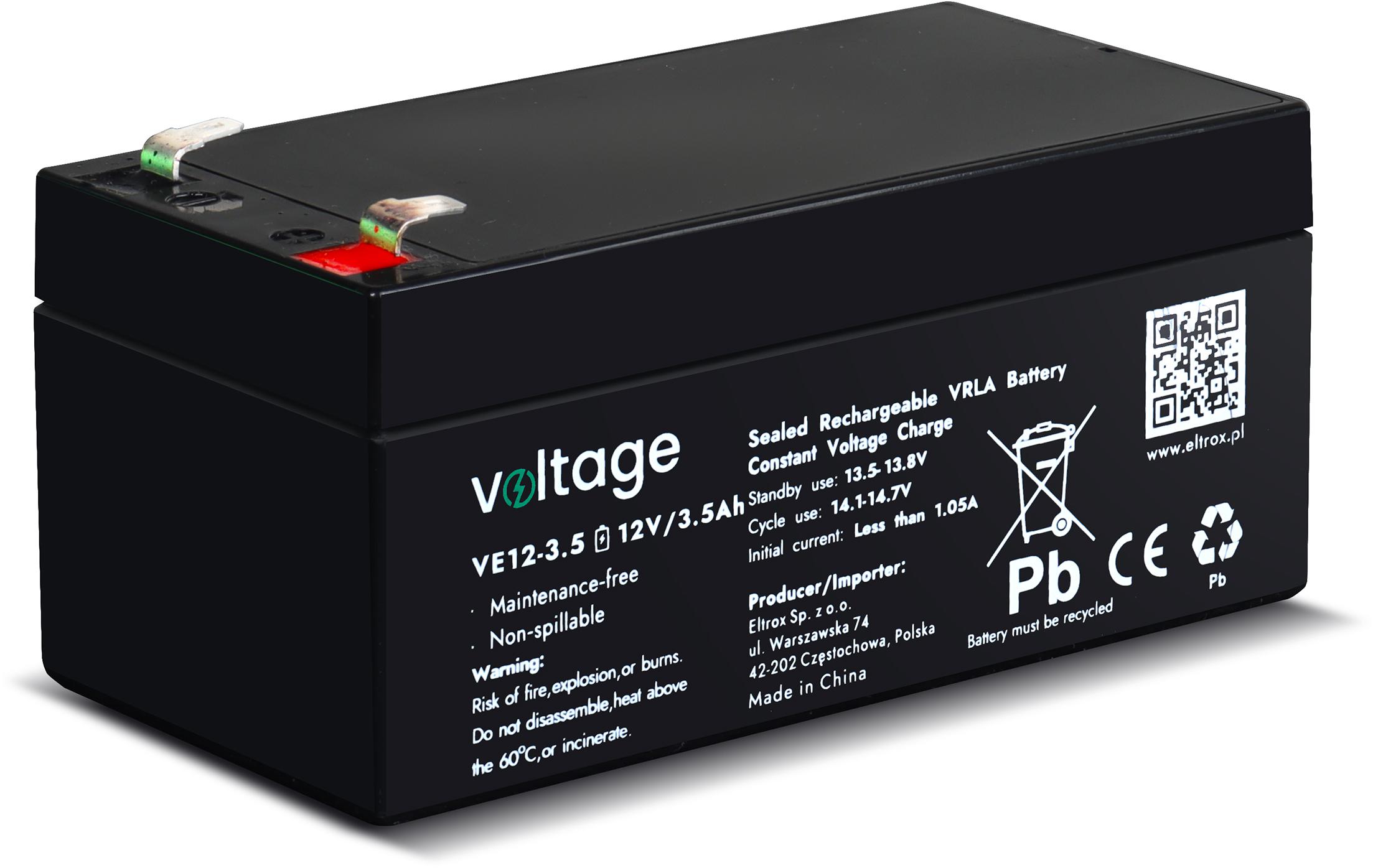 VOLTAGE Akumuliatoriaus AGM įtampa 12V 3,5Ah VE12-3,5 (eksploatavimo trukmė 6-9 metai) aprašymas - Prekės nuotrauka