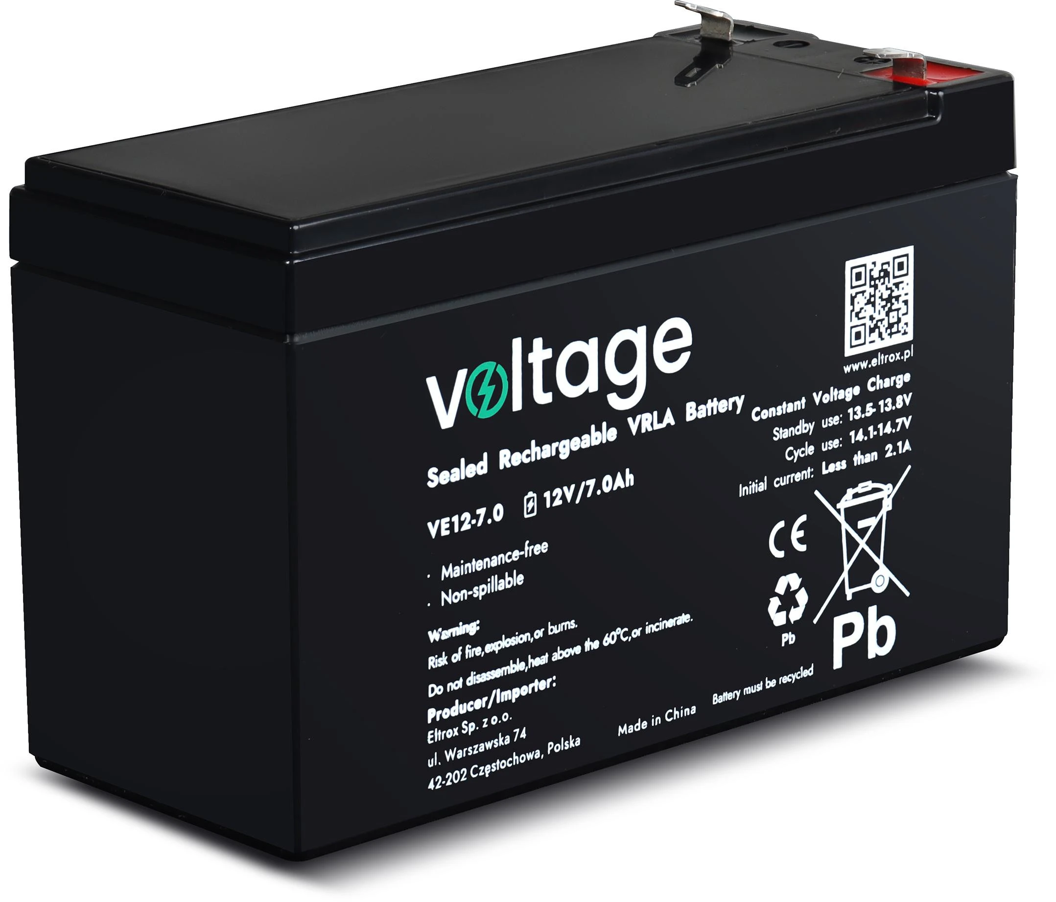 voltage AGM įtampos 12V 7Ah VE12-7.0 baterija (eksploatavimo trukmė 6-9 metai) aprašymas - Prekės nuotrauka