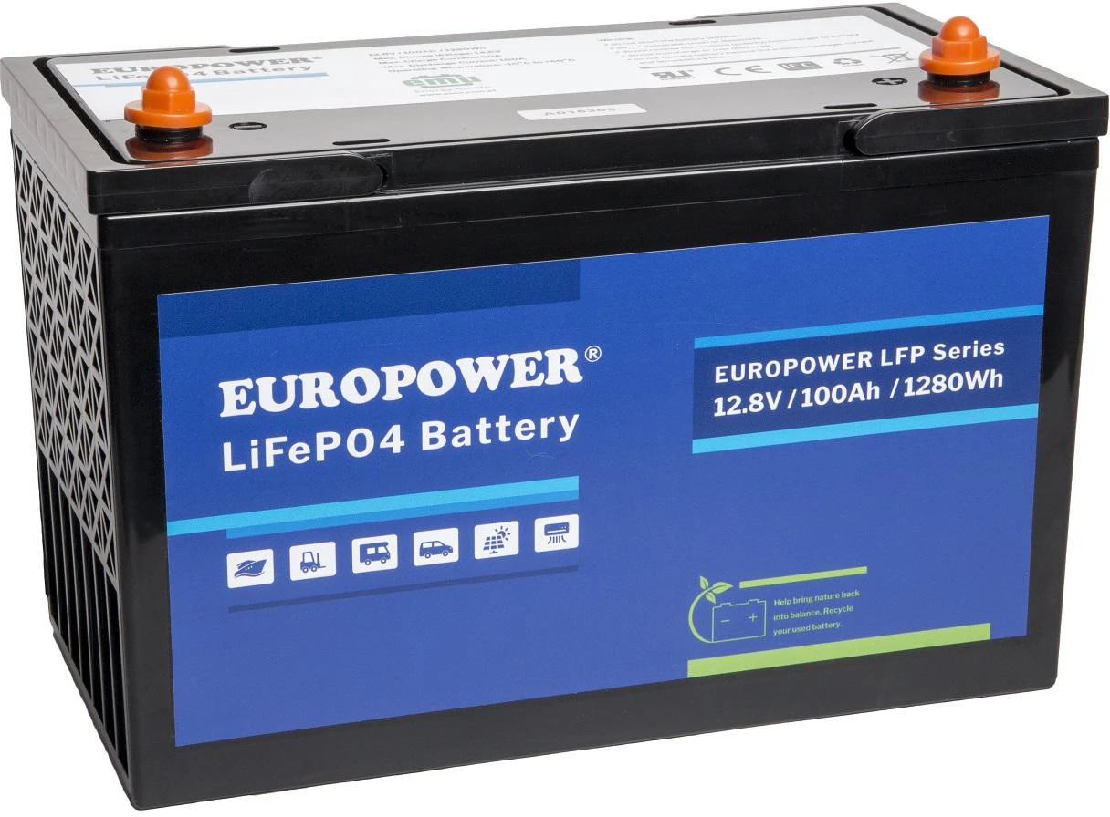 Akumuliatorius LiFePO4 EUROPOWER serii LFP 12,8V 100Ah Bluetooth (Żywotność ~4000 cykli) aprašymas - Prekės nuotrauka