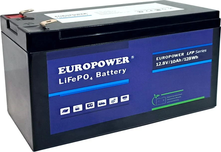 EUROPOWER LFP serijos LiFePO4 akumuliatorius 12,8 V 10 Ah (tarnavimo laikas ~2000 ciklų) aprašymas - Prekės nuotrauka