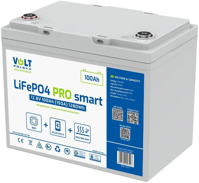 Akumuliatorius LiFePO4 Volt Polska PRO SMART 12,8V 100 Ah (150A) BMS BLUETOOTH + MATA GRZEWCZA aprašymas - Prekės nuotrauka