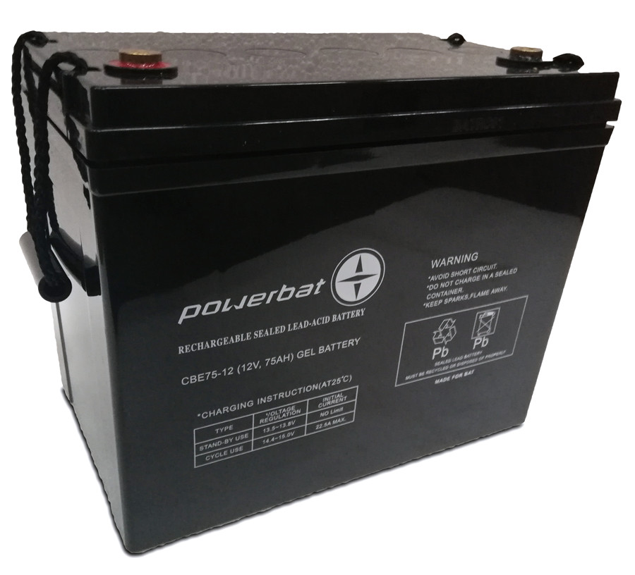 Akumuliatorius PowerBat CBE 12V 75Ah Deep Cycle Gel aprašymas - Prekės nuotrauka