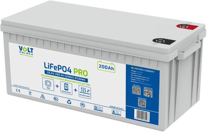 Akumuliatorius Volt Polska LiFePO4 PRO 25,6V 200 Ah (200A) BMS BLUETOOTH + MATA aprašymas - Prekės nuotrauka