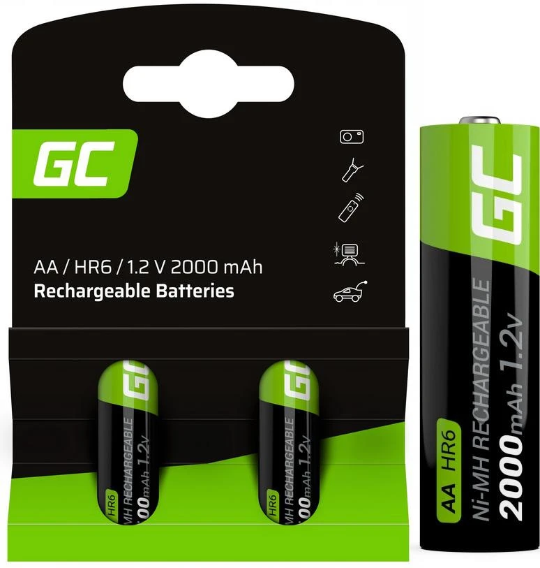 Green Cell AKUMULATORKI Žalias Cell 2x AA HR6 2000mAh GR06 aprašymas - Prekės nuotrauka