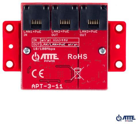 Šakotuvas Atte Power ATTE APT-3-11 Switch PoE 3 portowy 10/100Mbps, ilgintuvas aprašymas - Prekės nuotrauka