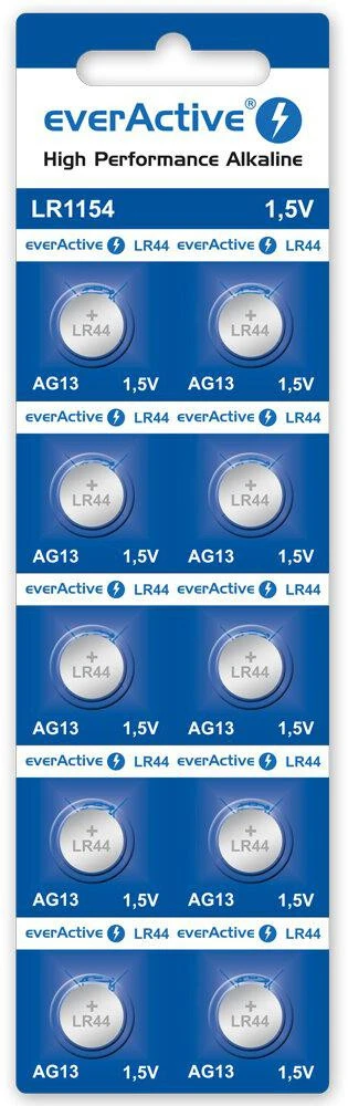 Baterijos AG13 / G13 / LR44 / LR1154 everActive 1,5V (blisterinė pakuotė, 10 vnt.) aprašymas - Prekės nuotrauka