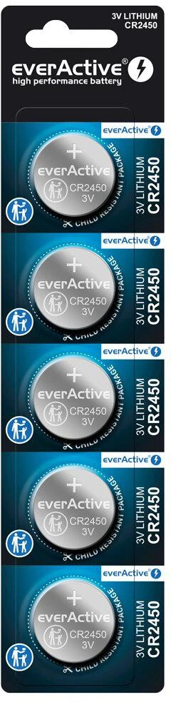Baterija CR2450 everActive (lizdinė pakuotė, 5 vnt.) aprašymas - Prekės nuotrauka