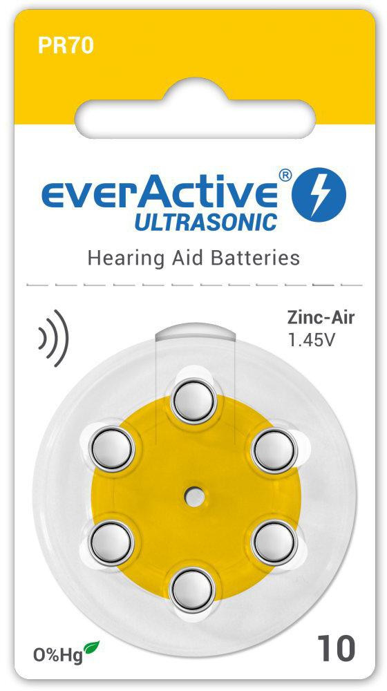 Klausos aparato „everActive ULTRASONIC 10 / PR70“ baterija (6 vnt. lizdinė pakuotė) aprašymas - Prekės nuotrauka