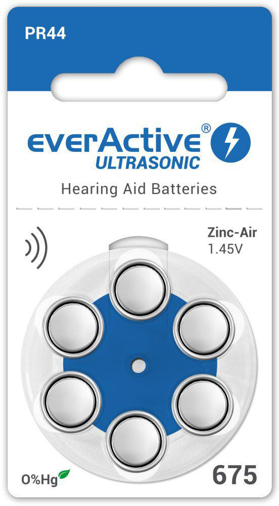Klausos aparato „everActive ULTRASONIC 675 / PR44“ baterija (6 vnt. lizdinėje pakuotėje) aprašymas - Prekės nuotrauka